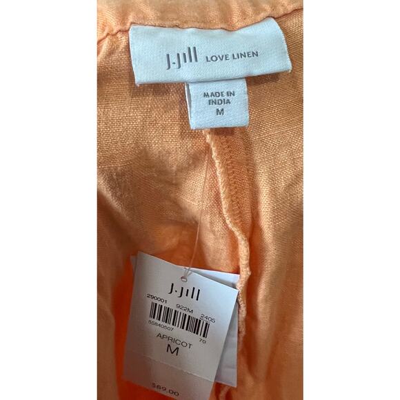 J. JILL Love Linen Orange Semi Elastic Waist Wide Leg Casual Everyday Pants Sz M - Picture 6 of 8